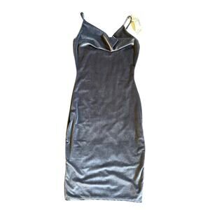 NWT Women’s Petro Nila Silver Gray Cowl Neck Velvet Slip Cocktail Dress Small